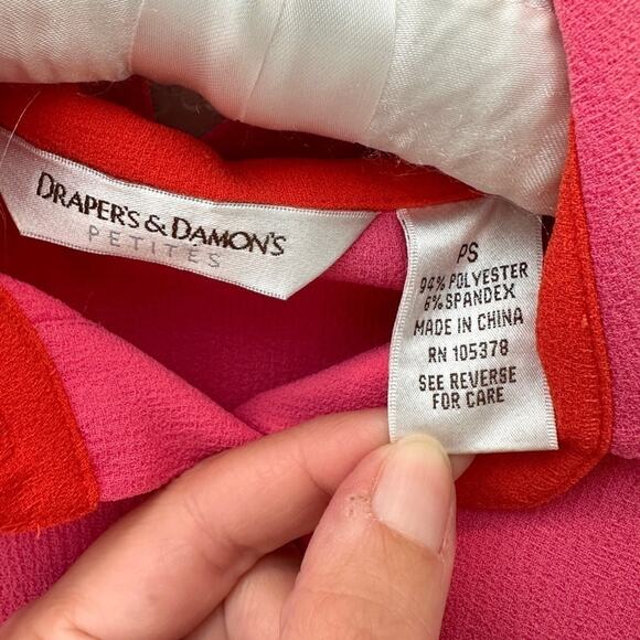DRAPER’S & DAMON’S Petites Button Up Pink Blouse Embroidered Long Sleeve | Small - Picture 6 of 7